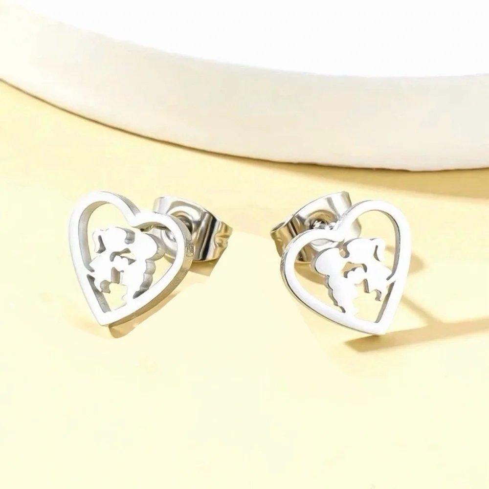 “Schoolyard Crush” Little Lovers First Kiss Puppy Love Child Romance Heart Studs